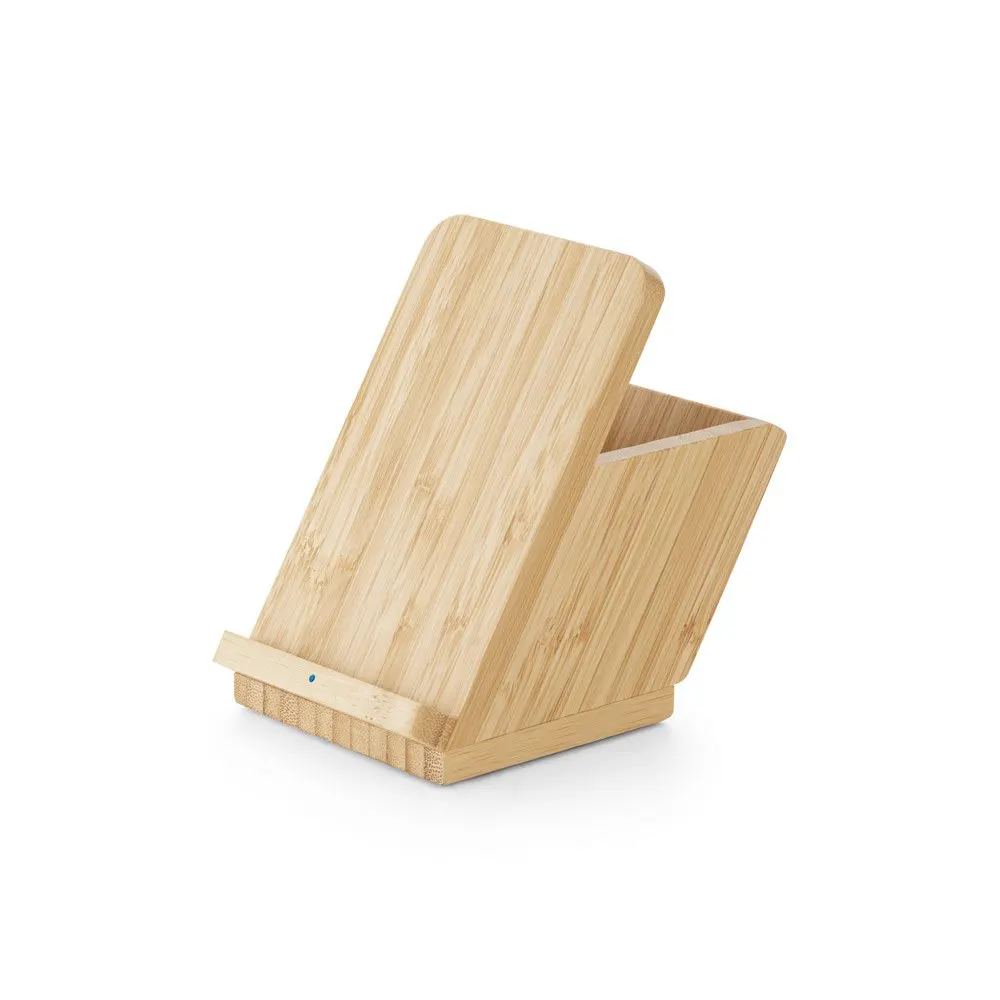 Carregador wireless super-rápido em bambu 15W