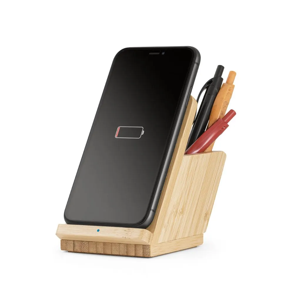 Carregador wireless super-rápido em bambu 15W