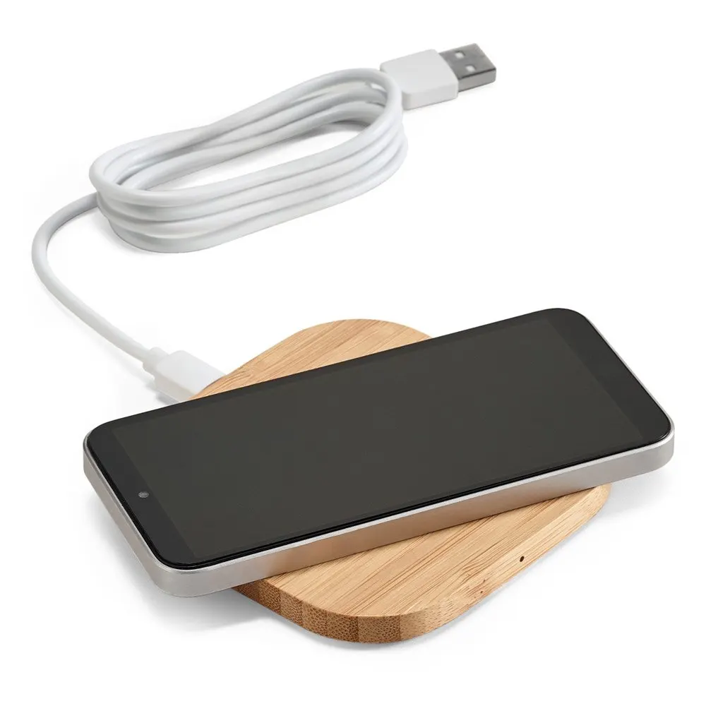 Carregador wireless super-rápido em bambu 15W
