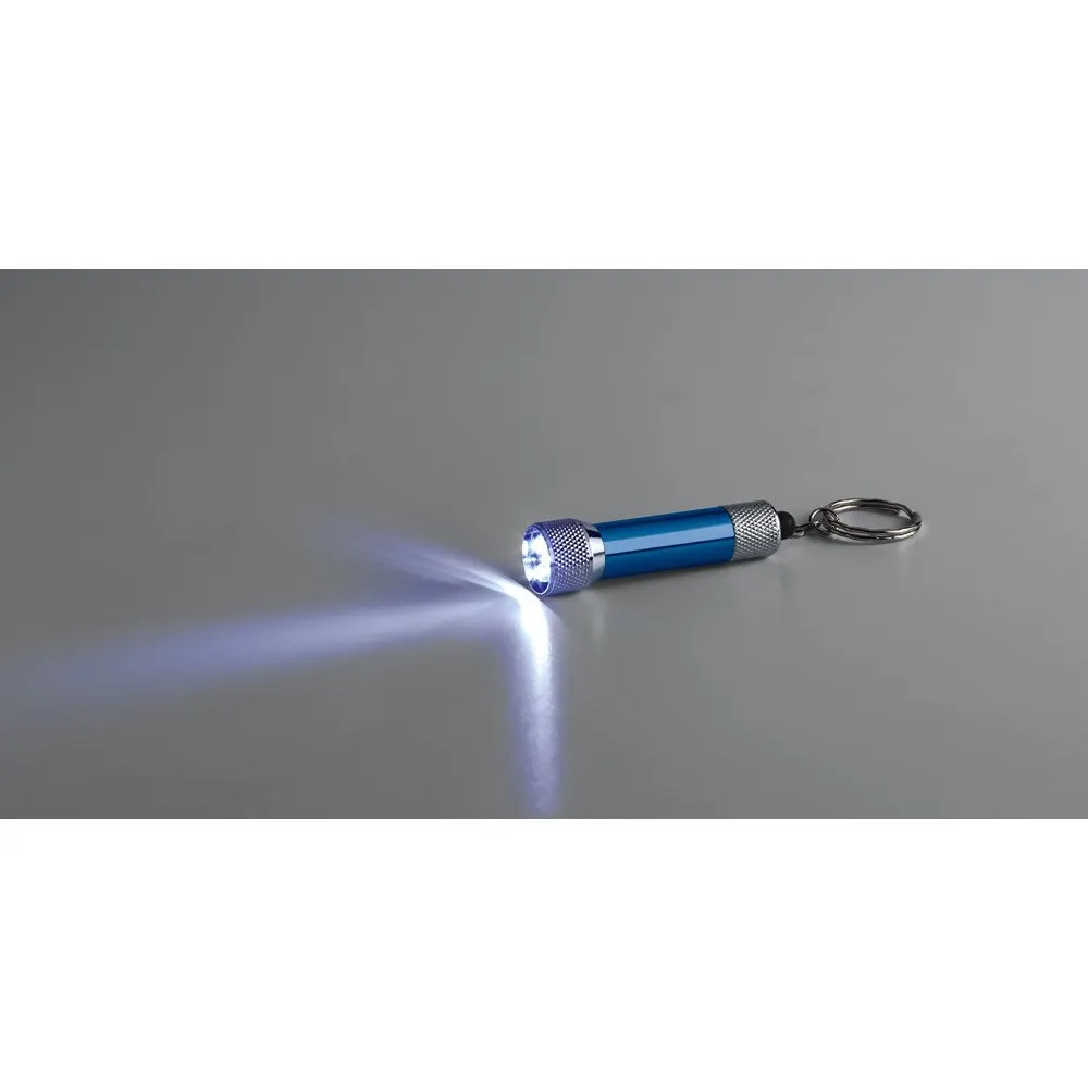 Chaveiro em alumínio com lanterna de 3 luzes LEDs