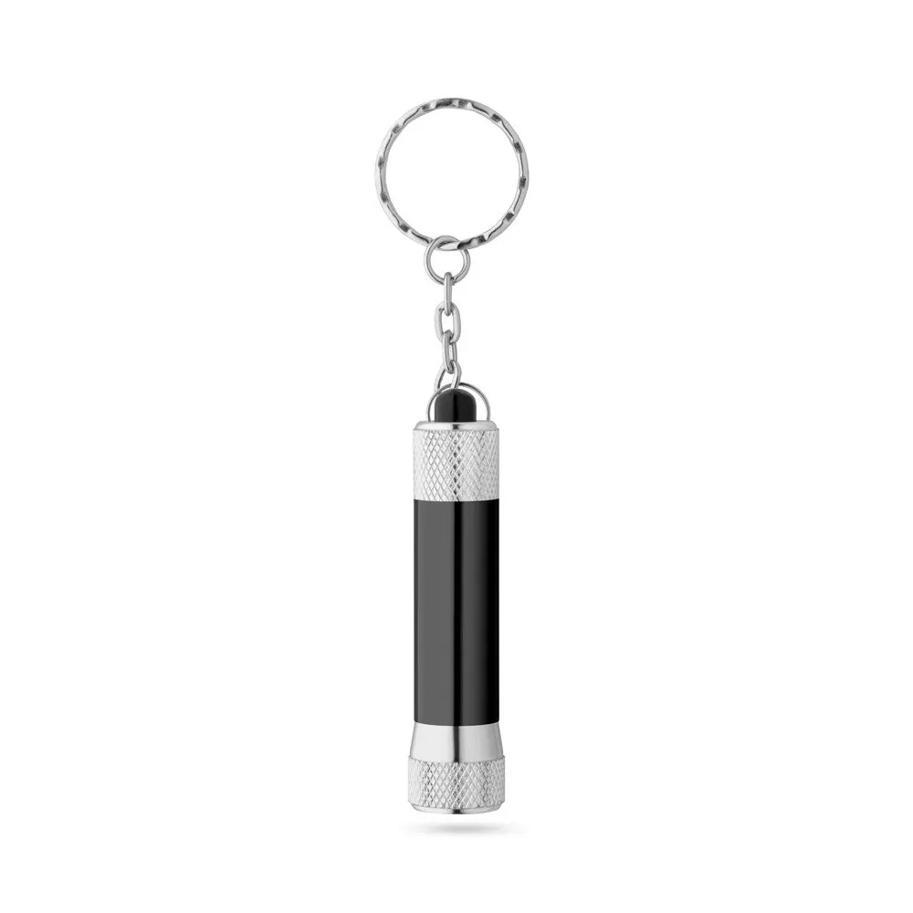 Chaveiro em alumínio com lanterna de 3 luzes LEDs