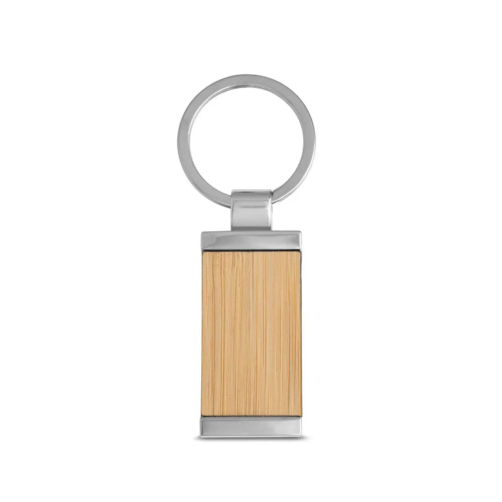 Chaveiro retangular em bambu com revestimento em metal