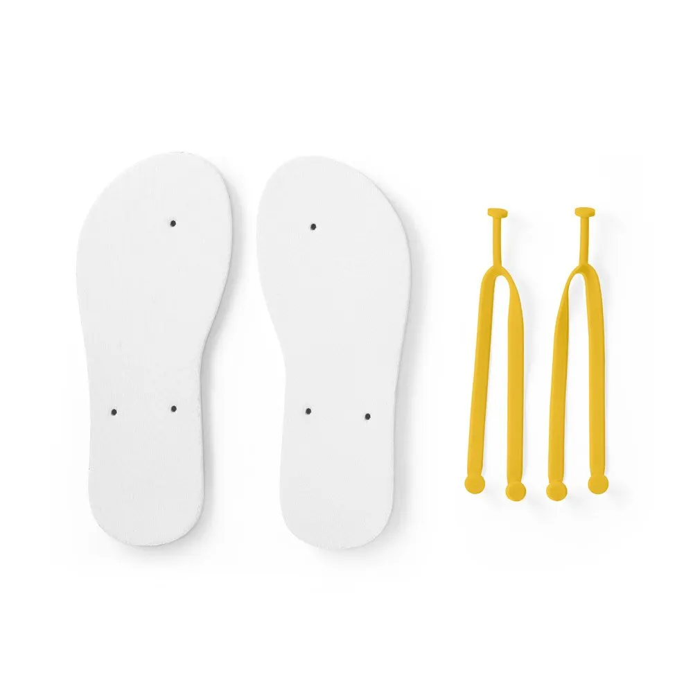 Chinelos com sola em EVA e totalmente personalizável em sublimação e tira em PVC