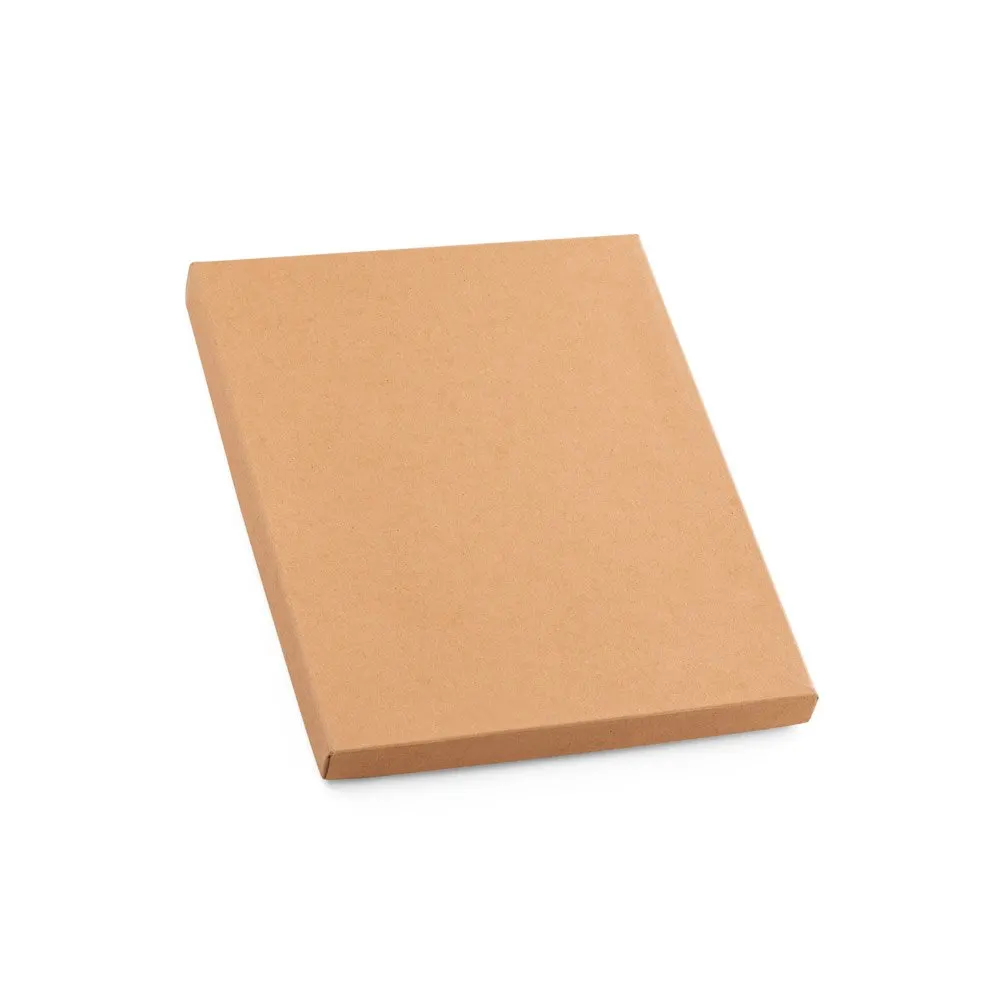 Conjunto de bloco de notas e esferográfica em cortiça