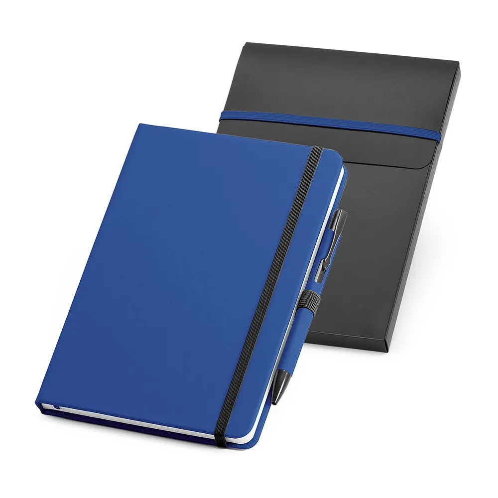 Conjunto de caderno A5 e esferográfica
