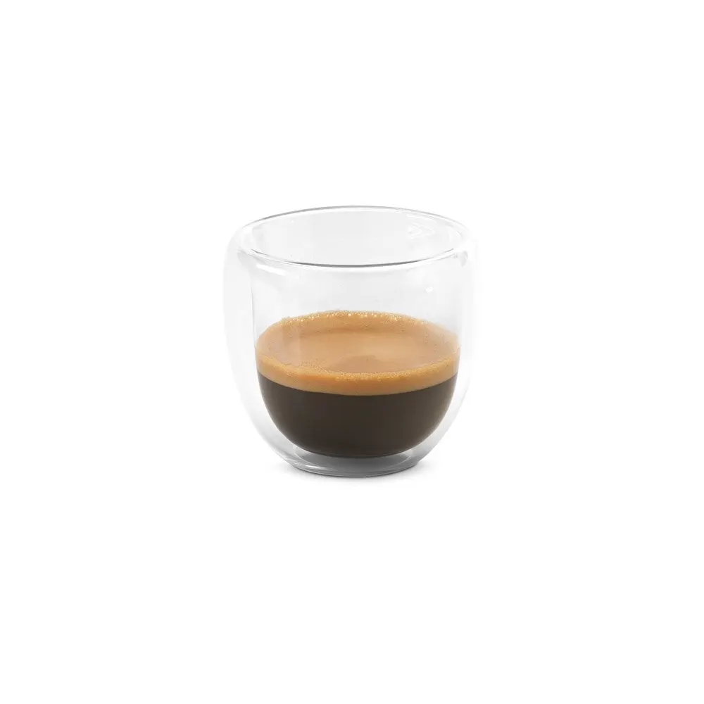 Conjunto de café em vidro borossilicato com 2 copos com parede dupla isolada a ar 75 mL