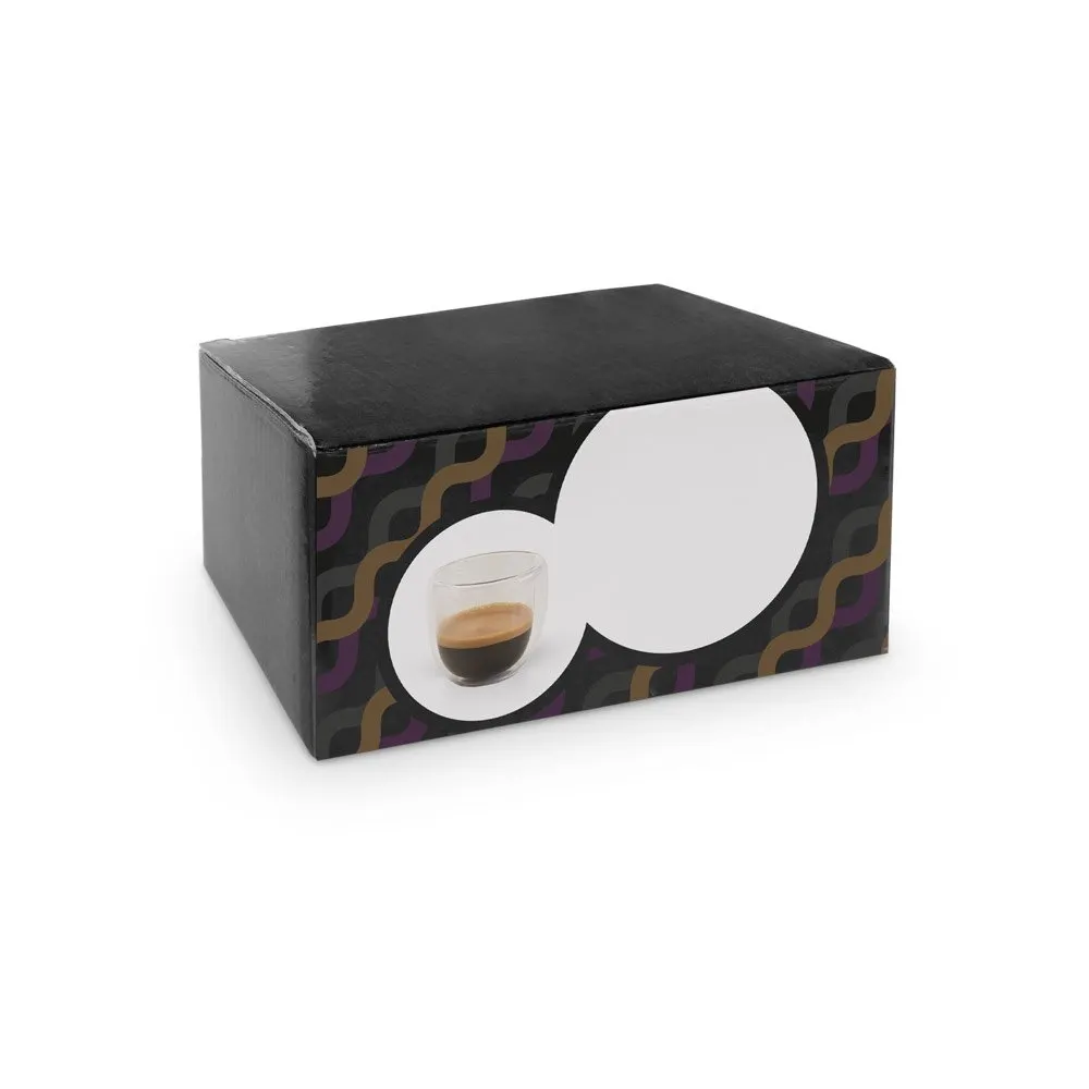 Conjunto de café em vidro borossilicato com 2 copos com parede dupla isolada a ar 75 mL