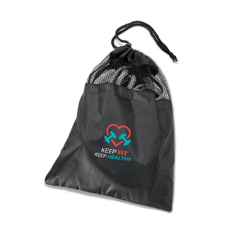 Conjunto fitness composto por elástico e corda de pular