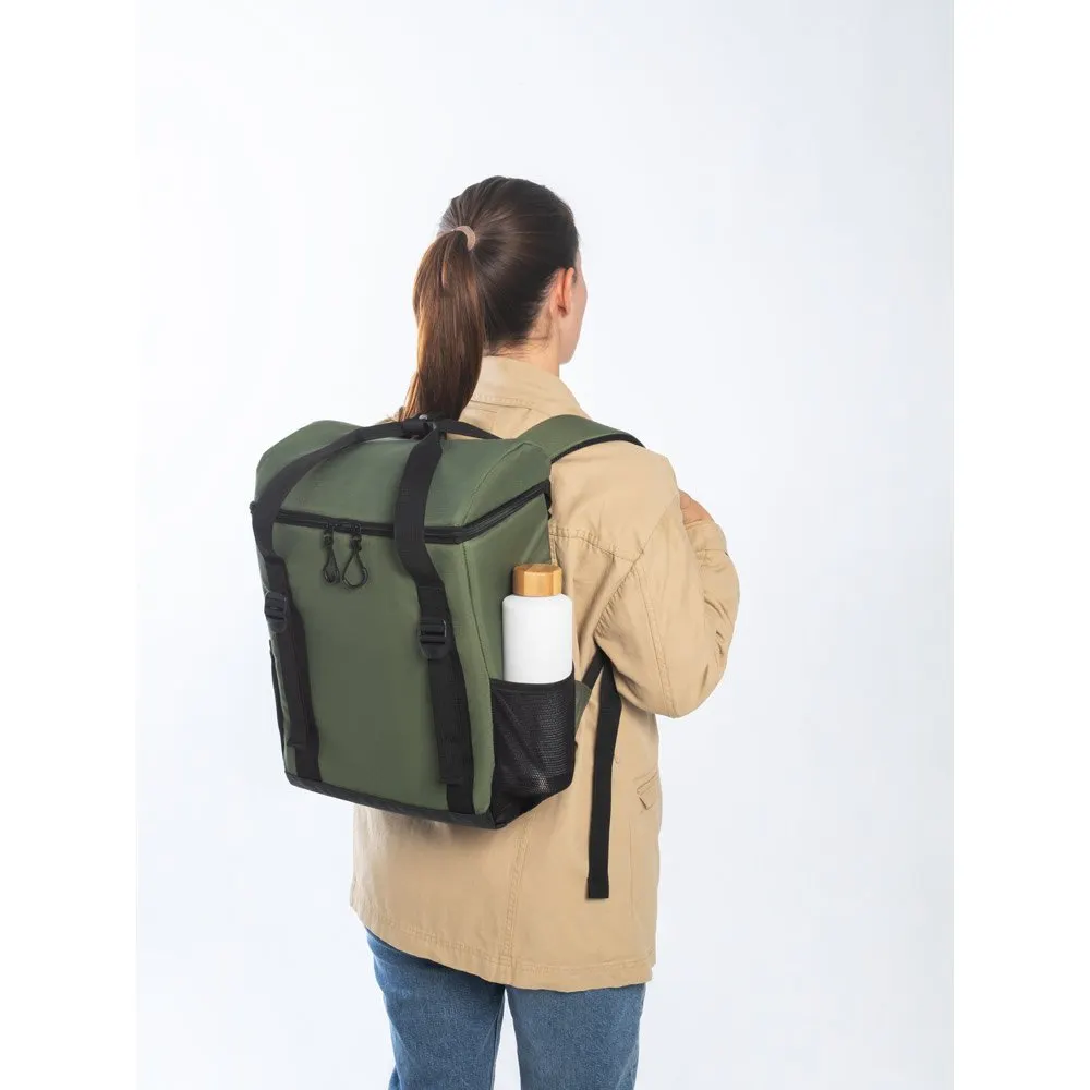 Cooler. Mochila térmica almofadada em 600D ripstop em poliéster reciclado com interior forrado em PEVA 16 L