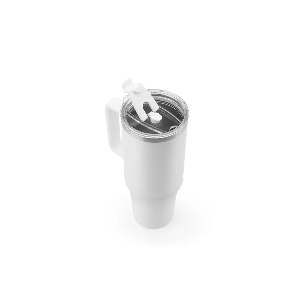 Copo de viagem de grande dimensão em aço inoxidável 91% reciclado com parede dupla isolada a vácuo e acabamento em mate 1300 mL