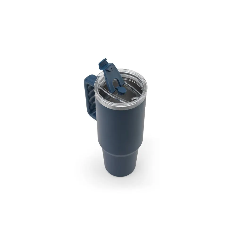Copo de viagem de grande dimensão em aço inoxidável 91% reciclado com parede dupla isolada a vácuo e acabamento em mate 1300 mL