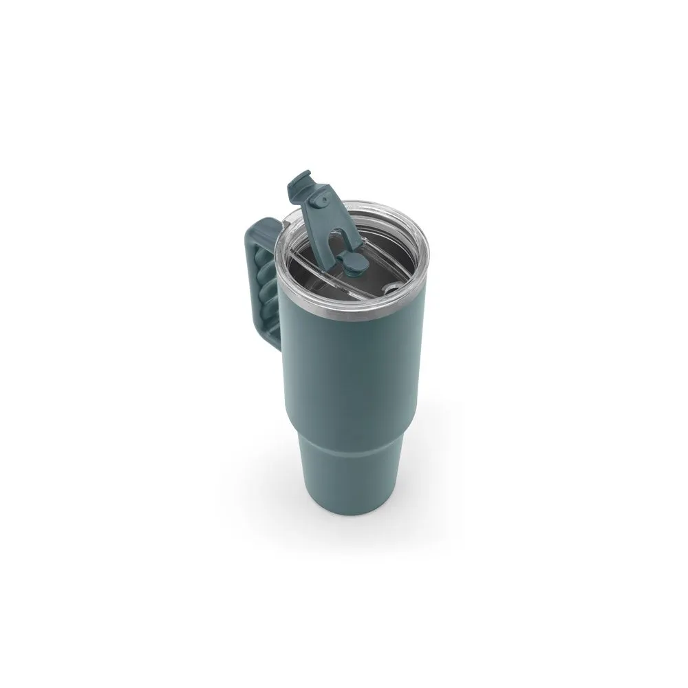 Copo de viagem de grande dimensão em aço inoxidável 91% reciclado com parede dupla isolada a vácuo e acabamento em mate 1300 mL