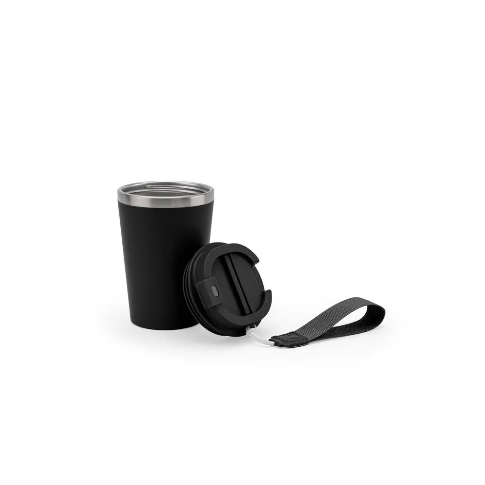 Copo de viagem em aço inox 90% reciclado com parede dupla e acabamento em mate 460 mL