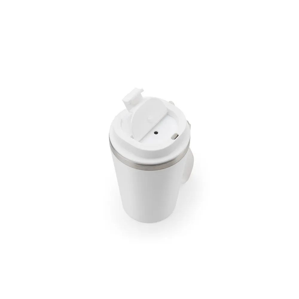 Copo de viagem em aço inox 90% reciclado com parede dupla e acabamento em mate 460 mL