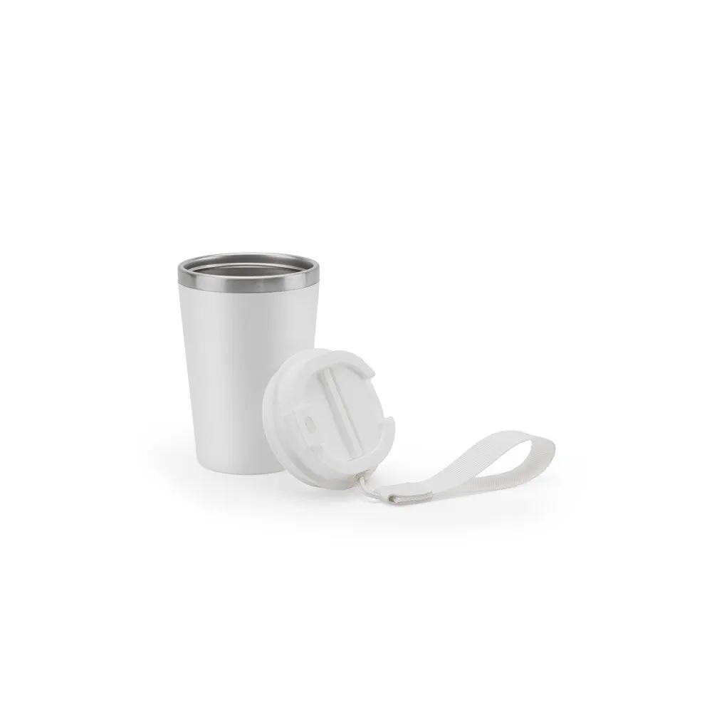 Copo de viagem em aço inox 90% reciclado com parede dupla e acabamento em mate 460 mL