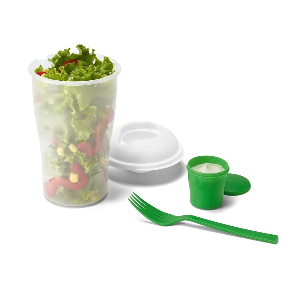 Copo para salada em PP com garfo e molheira 850 mL
