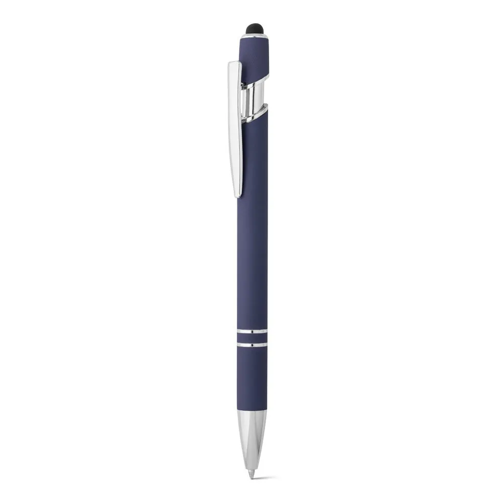 Esferográfica em alumínio com escrita em azul