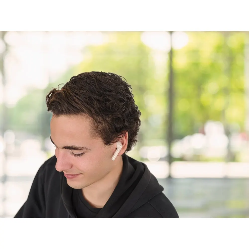 Fones de ouvido True Wireless em fibra de palha de trigo e PP com autonomia de 3h