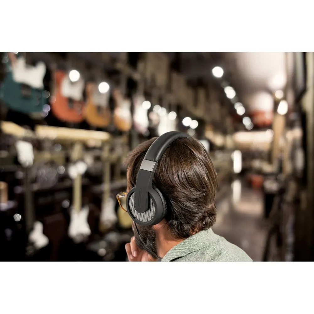 Fones de ouvido wireless em ABS E PU com microfone e autonomia de 12h