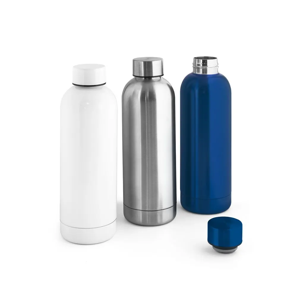 Garrafa em aço inox 90% reciclado de parede dupla térmica, isolada a vácuo 550 mL