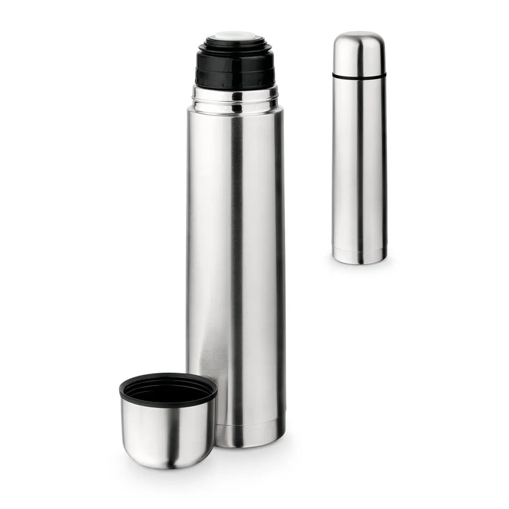 Garrafa em aço inox de parede dupla térmica, isolada a vácuo 1 L