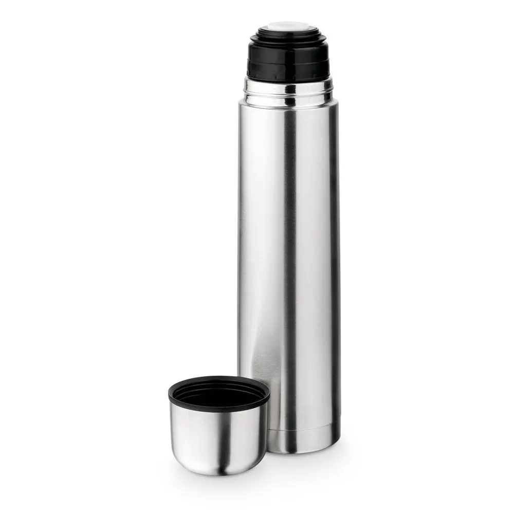 Garrafa em aço inox de parede dupla térmica, isolada a vácuo 1 L