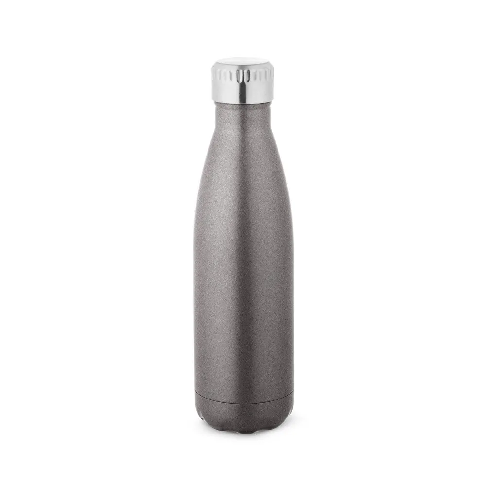 Garrafa em aço inox de parede dupla térmica, isolada a vácuo, com tampa em aço inox 500 mL
