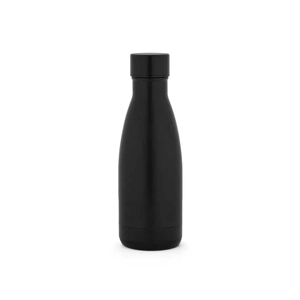 Garrafa térmica em aço inox 90% reciclado com parede dupla, isolada a vácuo e acabamento em mate 400 mL
