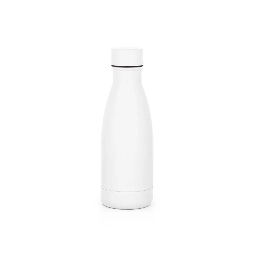 Garrafa térmica em aço inox 90% reciclado com parede dupla, isolada a vácuo e acabamento em mate 400 mL