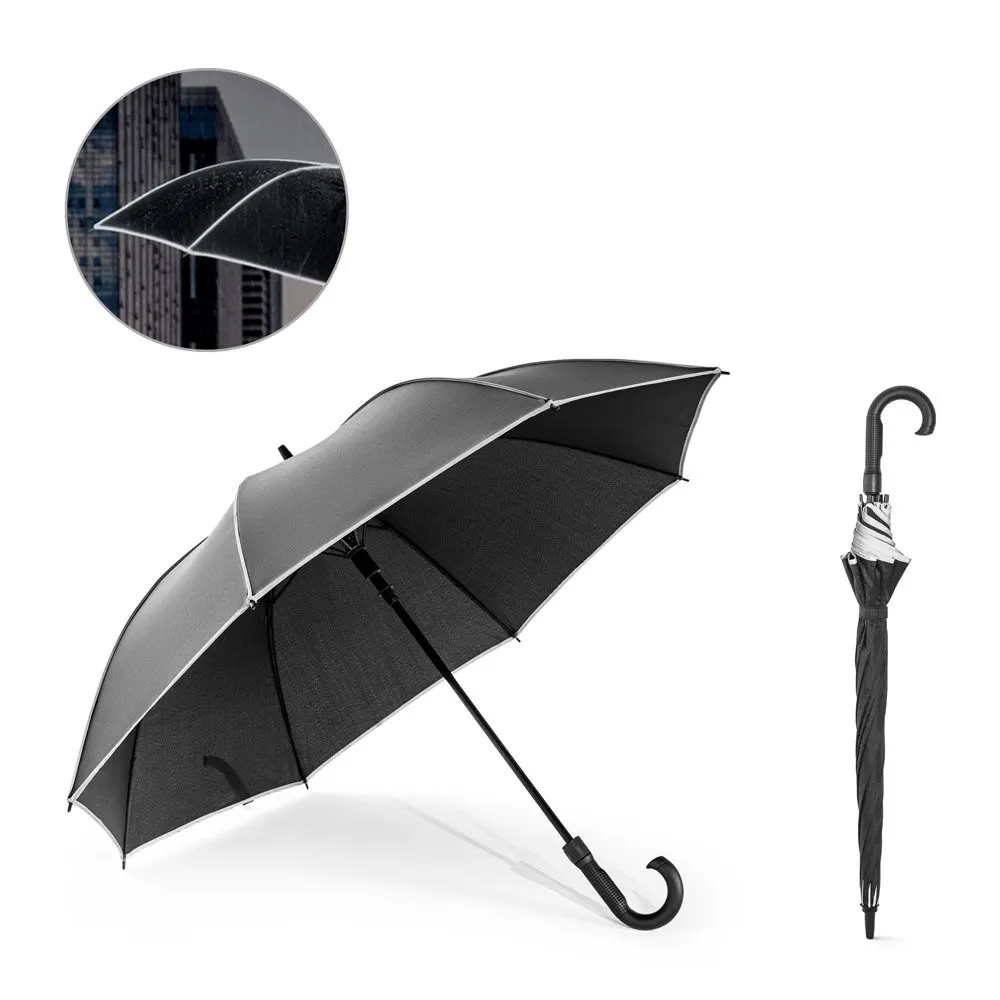 Guarda-chuva de 27″ em poliéster 100% reciclado pongee 190T à prova de vento