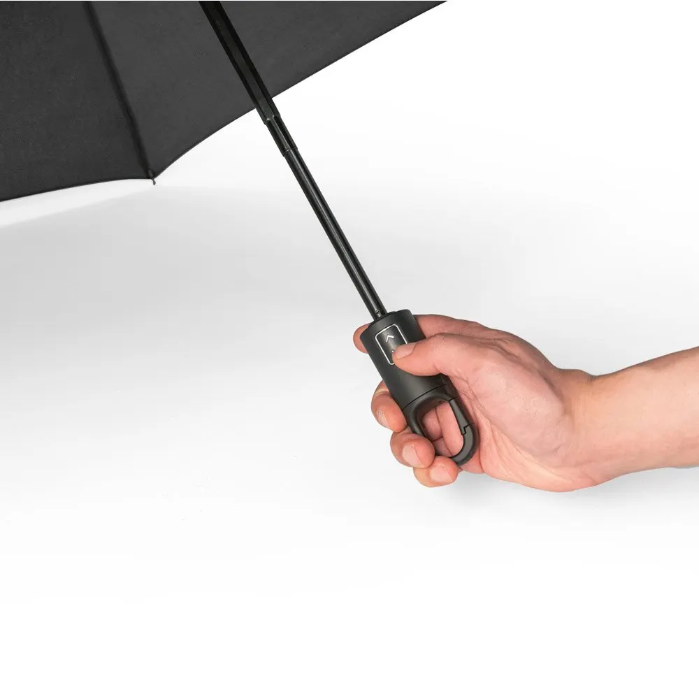 Guarda-chuva dobrável de 23” em 100% poliéster reciclado pongee 190T (100% rPET) com abertura e fecho automático