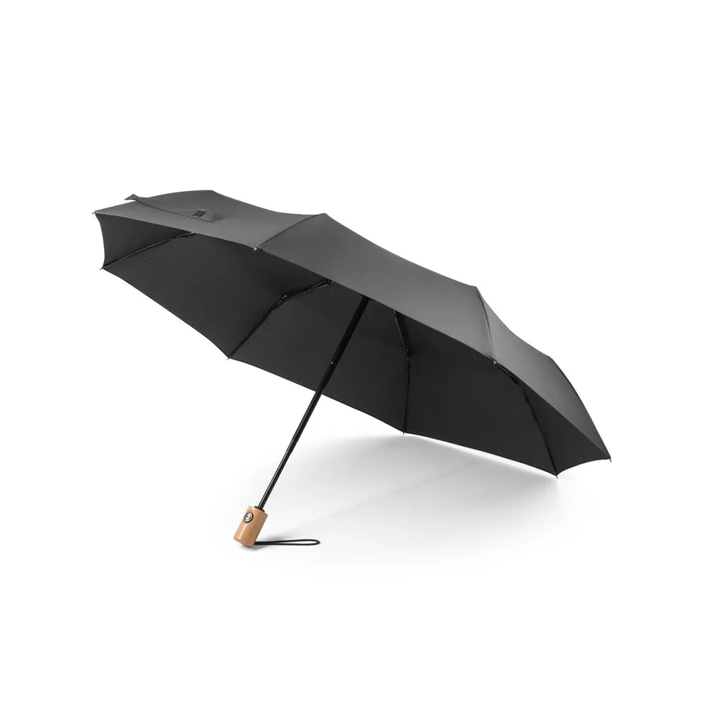 Guarda-chuva em 100% poliéster reciclado pongee 190T com abertura e fecho automático