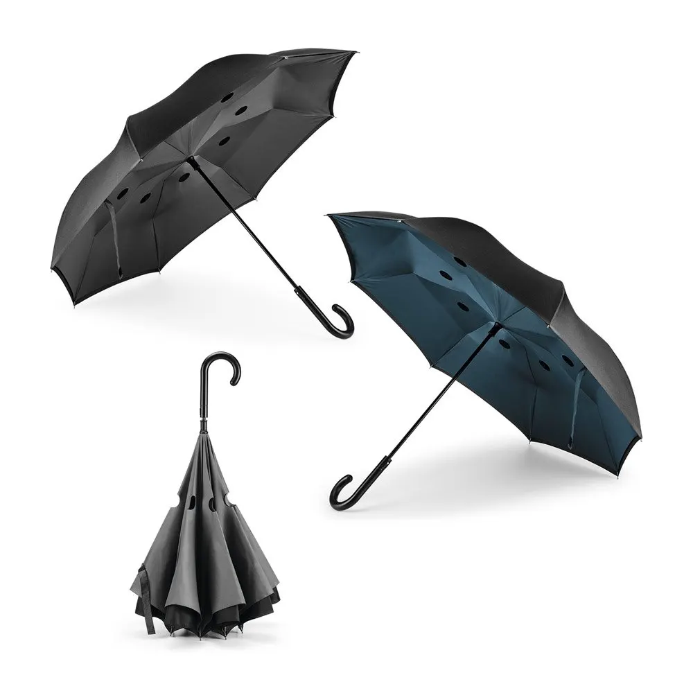 Guarda-chuva reversível em pongee 190T com fecho automático