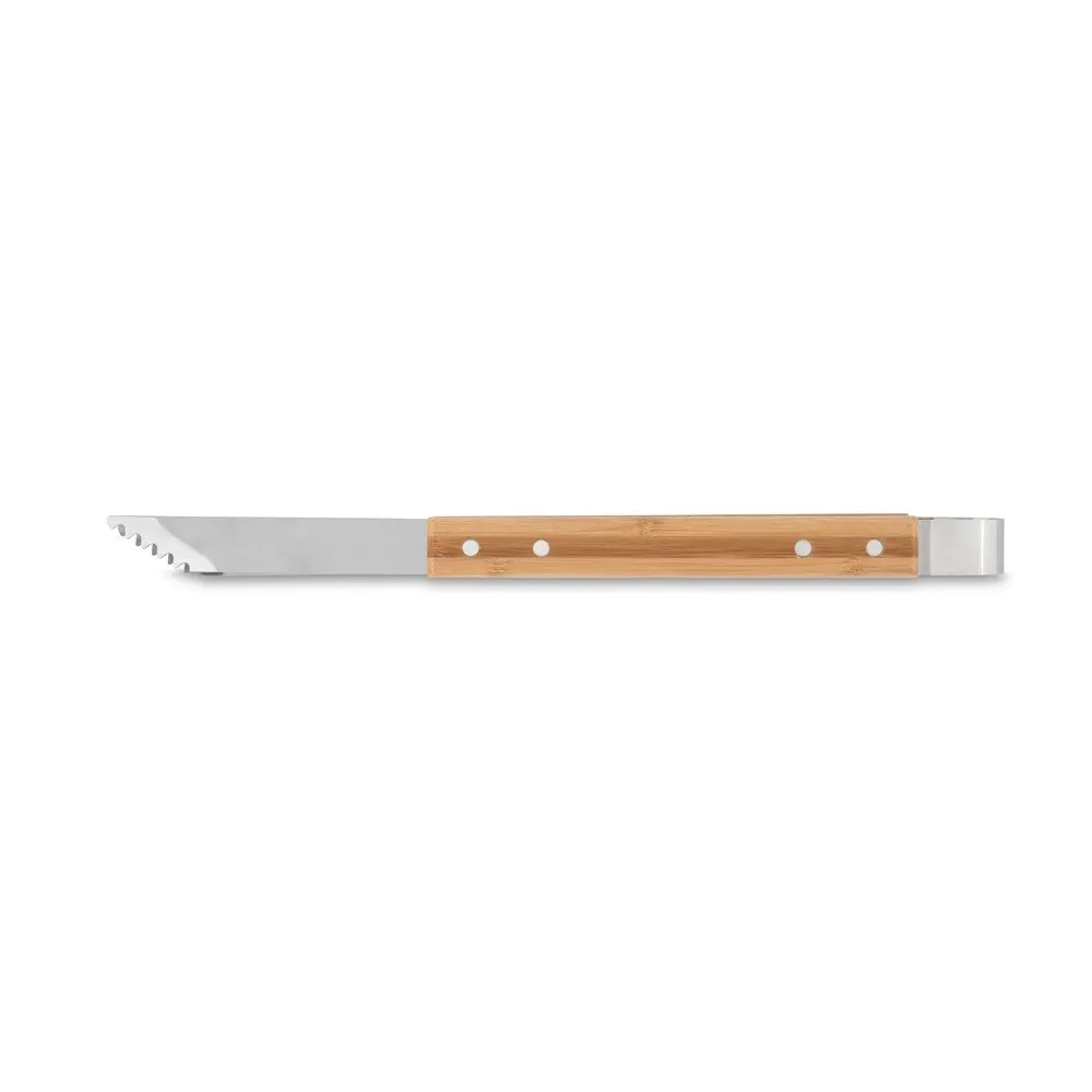 Kit churrasco em estojo de bambu com 6 peças em aço inox e bambu