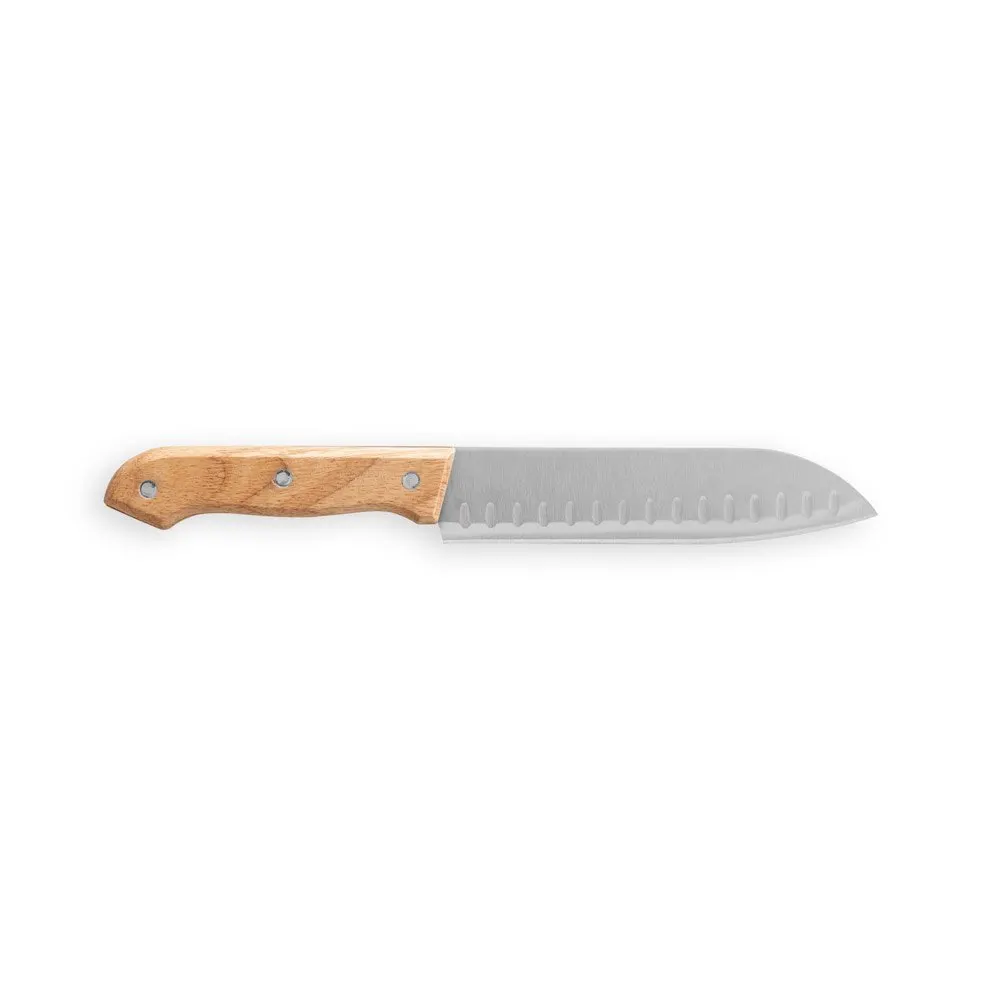 Kit churrasco em estojo de PU e 210D com tábua em bambu e 7 utensílios em aço inox e madeira de seringueira