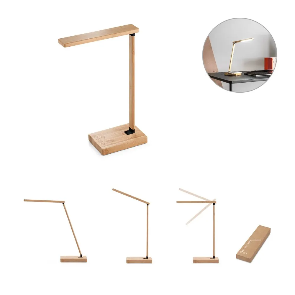 Luminária em bambu com carregador wireless super-rápido 15W