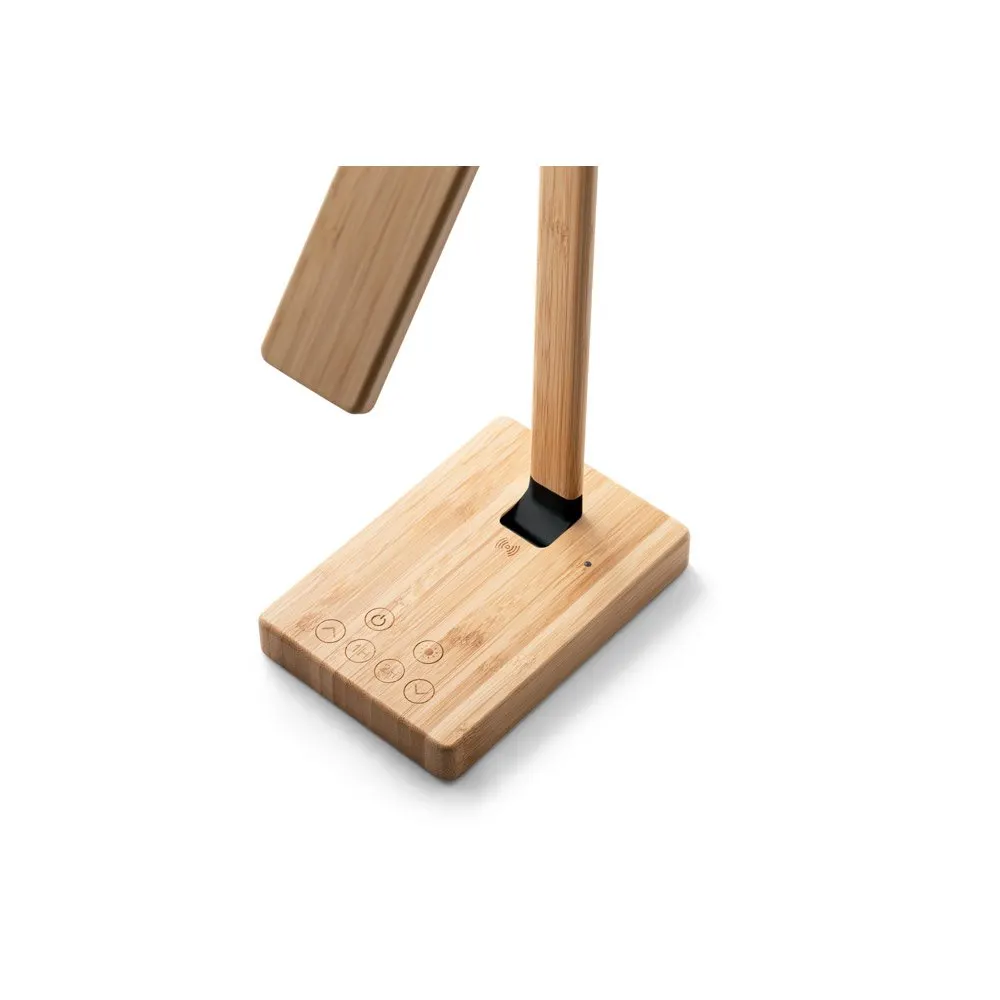 Luminária em bambu com carregador wireless super-rápido 15W