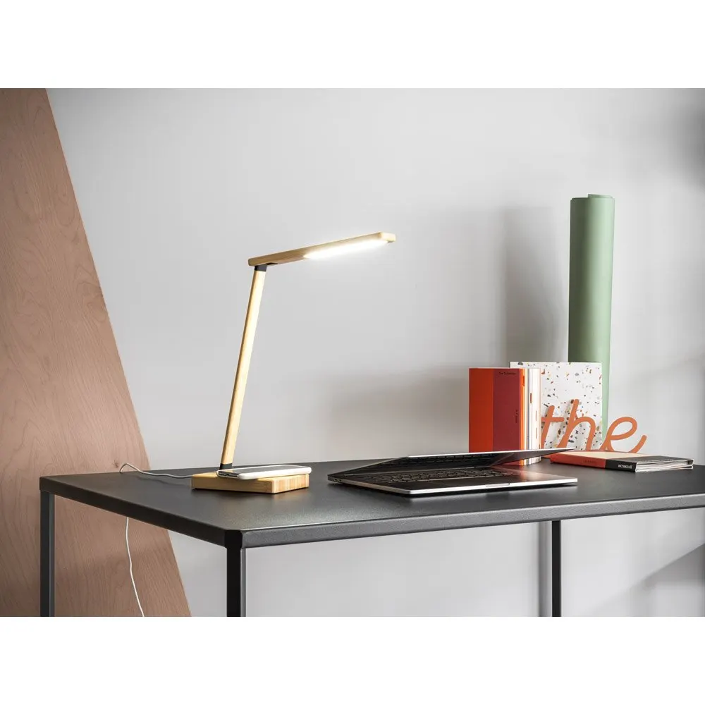 Luminária em bambu com carregador wireless super-rápido 15W
