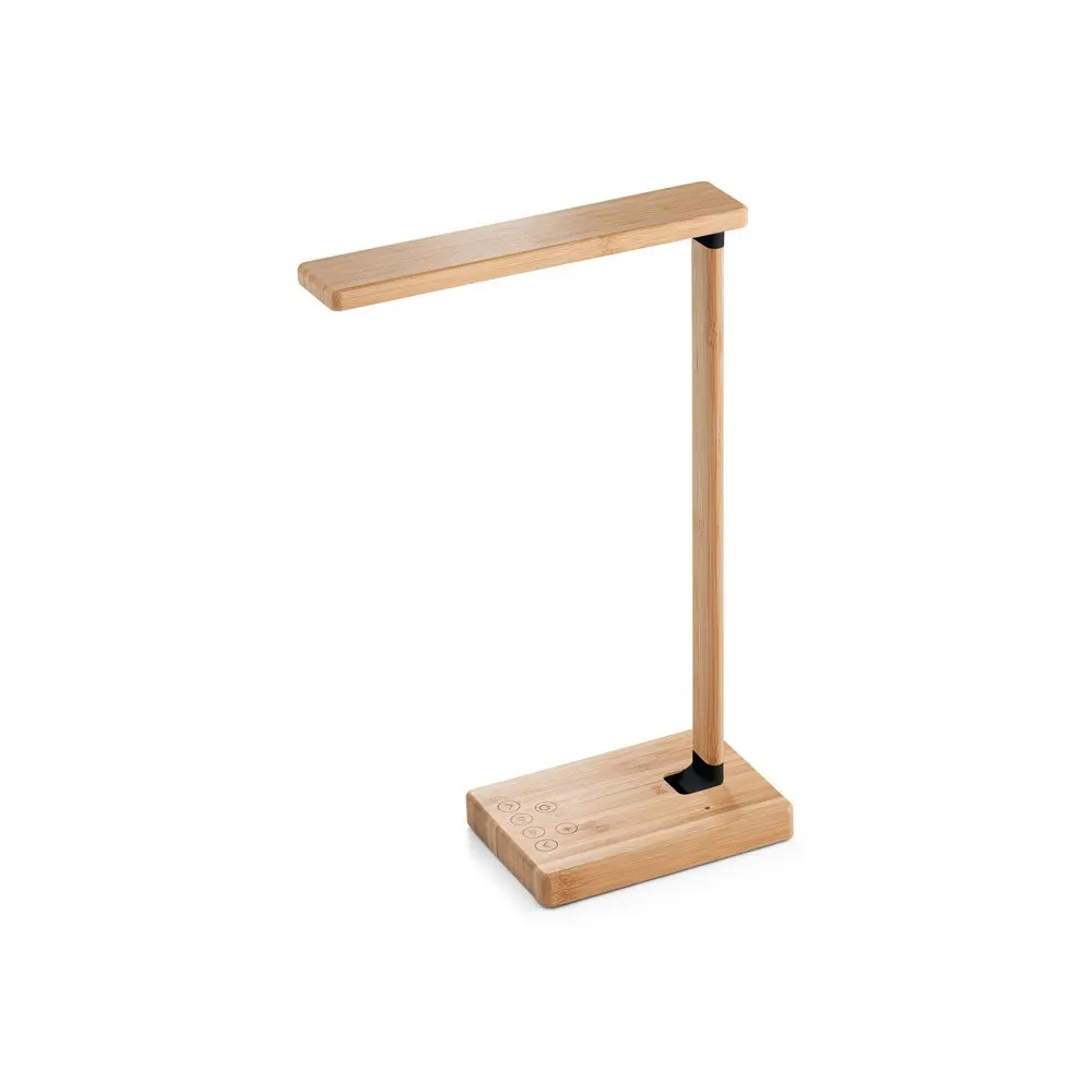 Luminária em bambu com carregador wireless super-rápido 15W