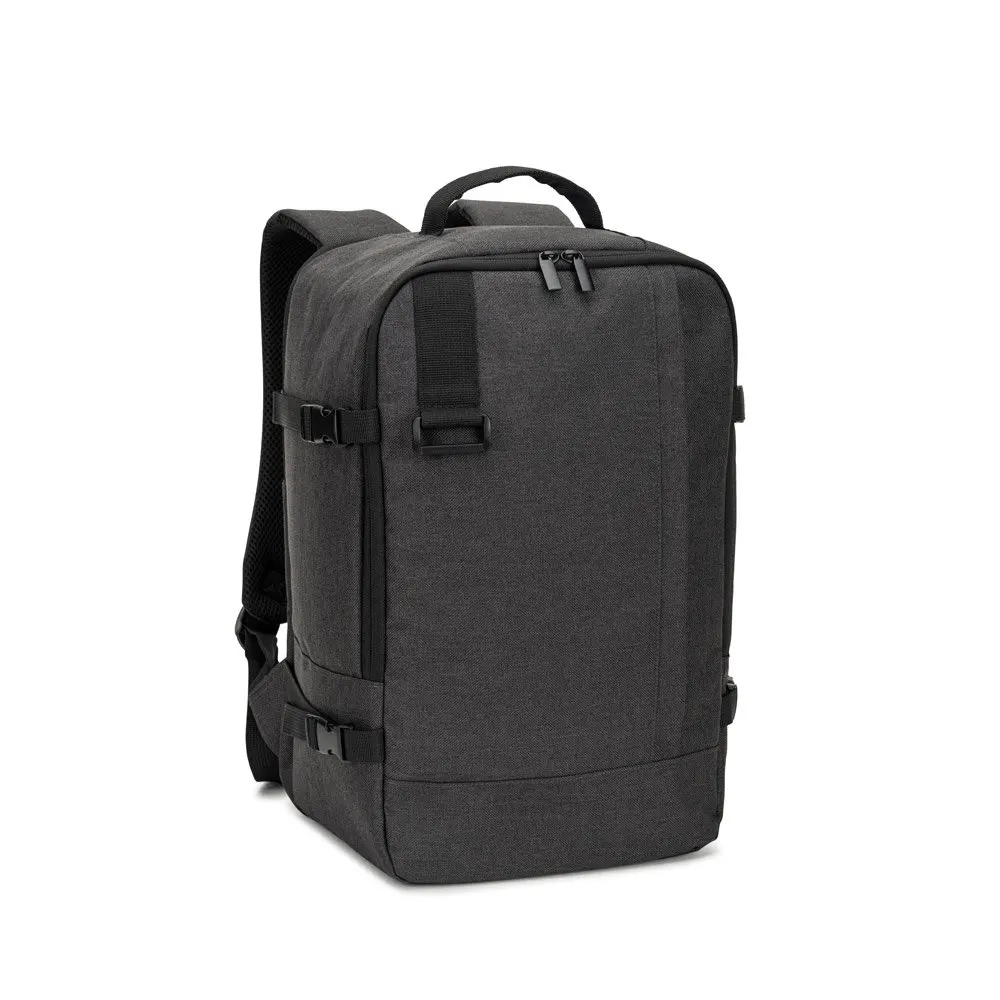Mochila desenvolvida para cumprir as dimensões exigidas pelas companhias aéreas em poliéster reciclado 600D de alta densidade com acabamento repelente à água 20 L