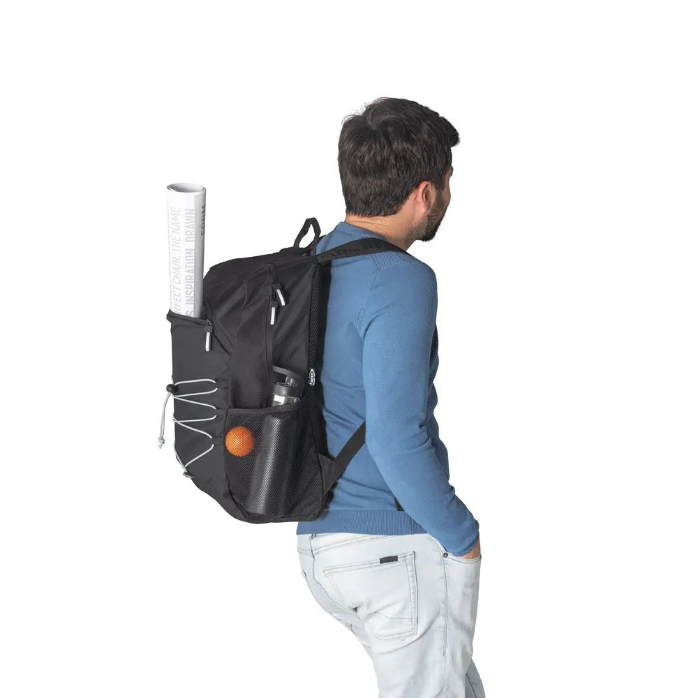 Mochila para notebook 15’6″ em 300D e 600D, ambos em poliéster reciclado com elementos refletores 18 L