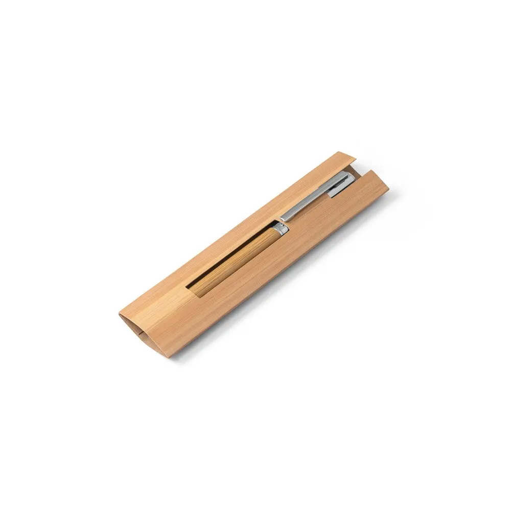 Roller em aço inox 90% reciclado e bambu com tampa e escrita em azul