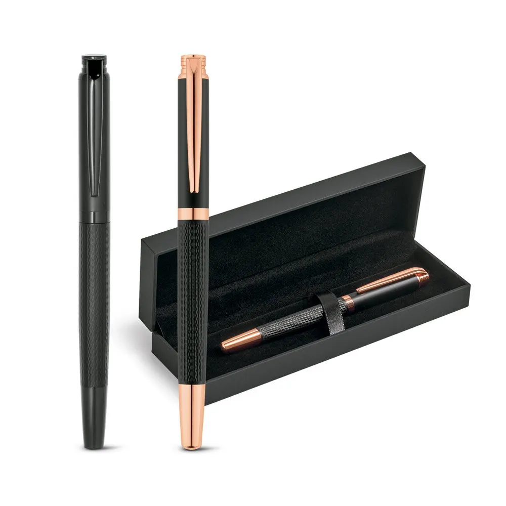 Roller em metal com escrita em preto