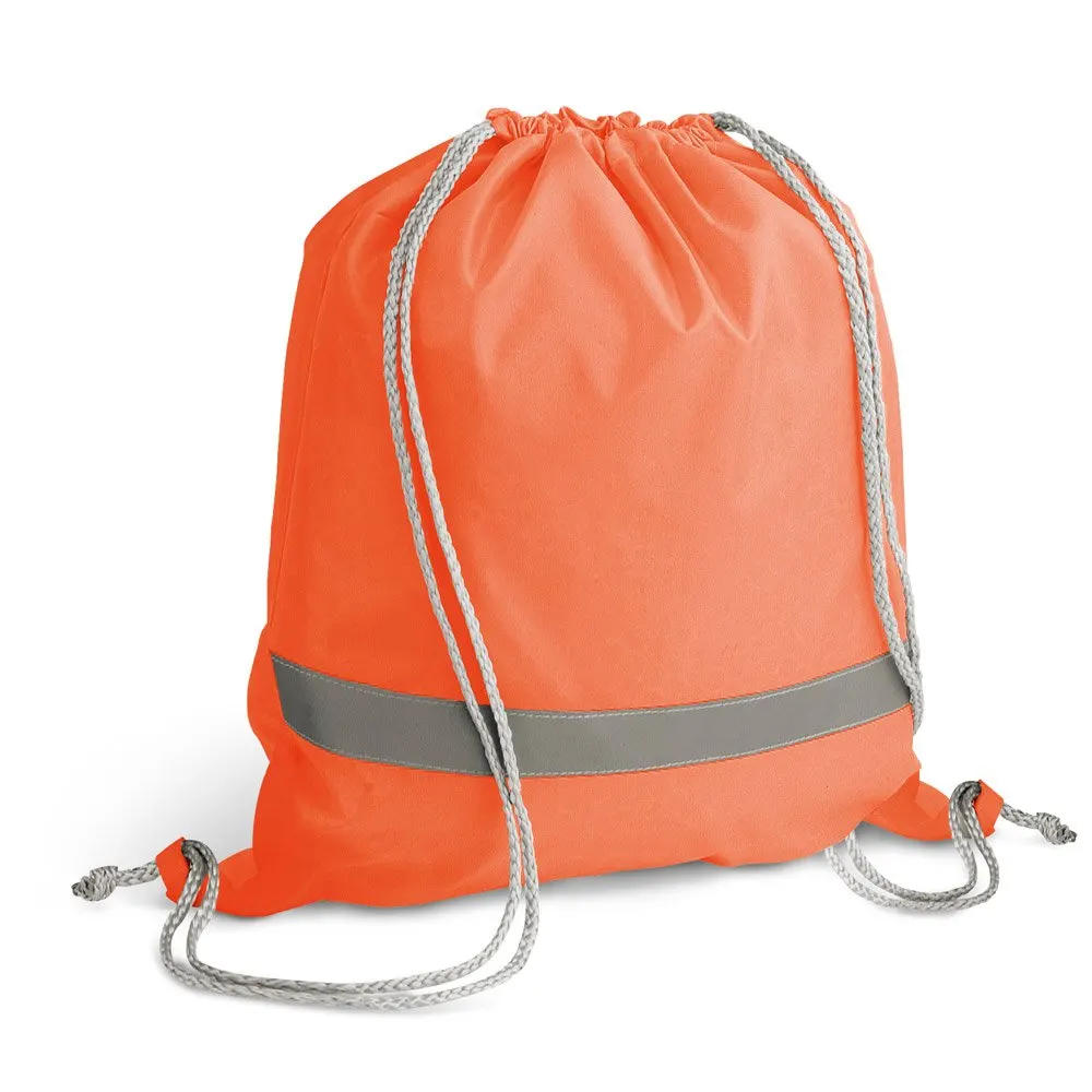 Saco tipo mochila em 210D com elementos refletores