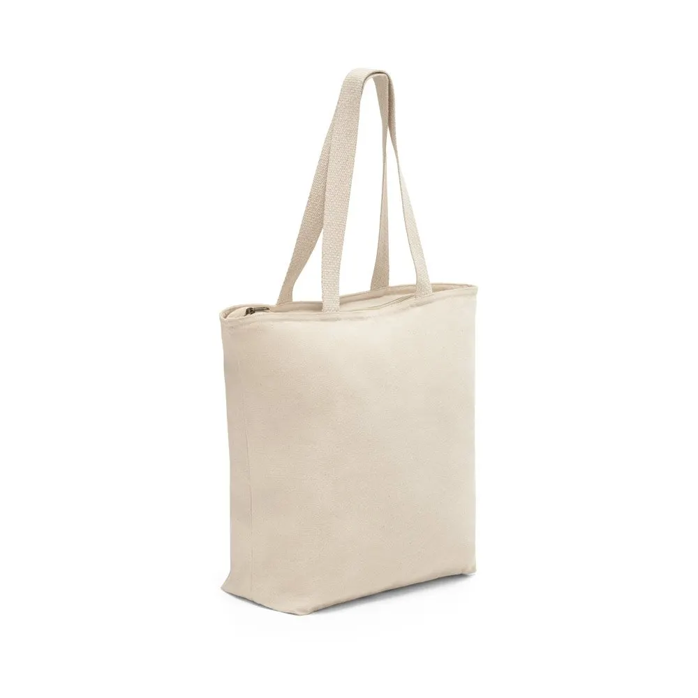 Sacola 100% algodão (280 g/m²) com fecho e bolso interior