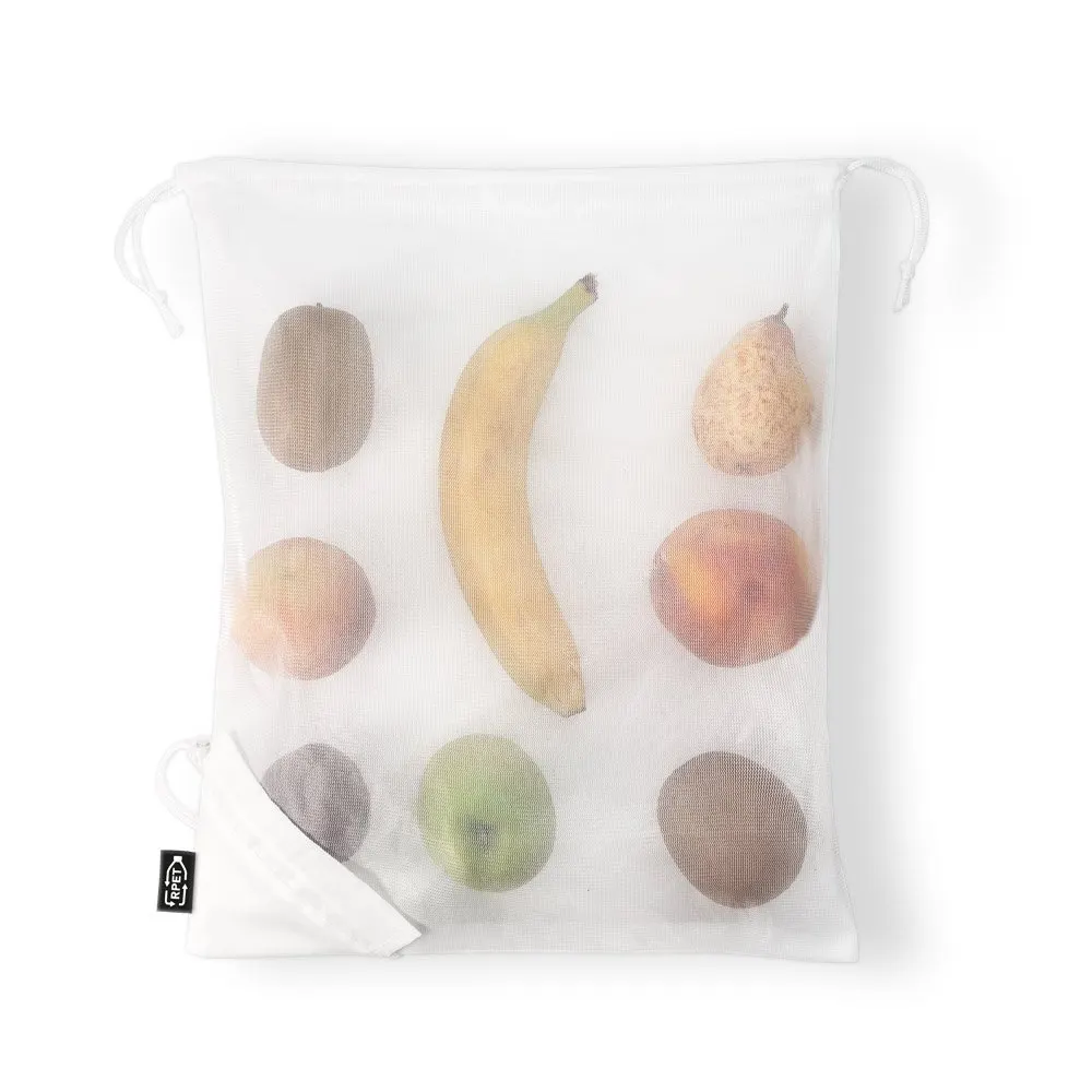 Sacola dobrável 100% rPET com bolso em 100% poliéster reciclado 190T