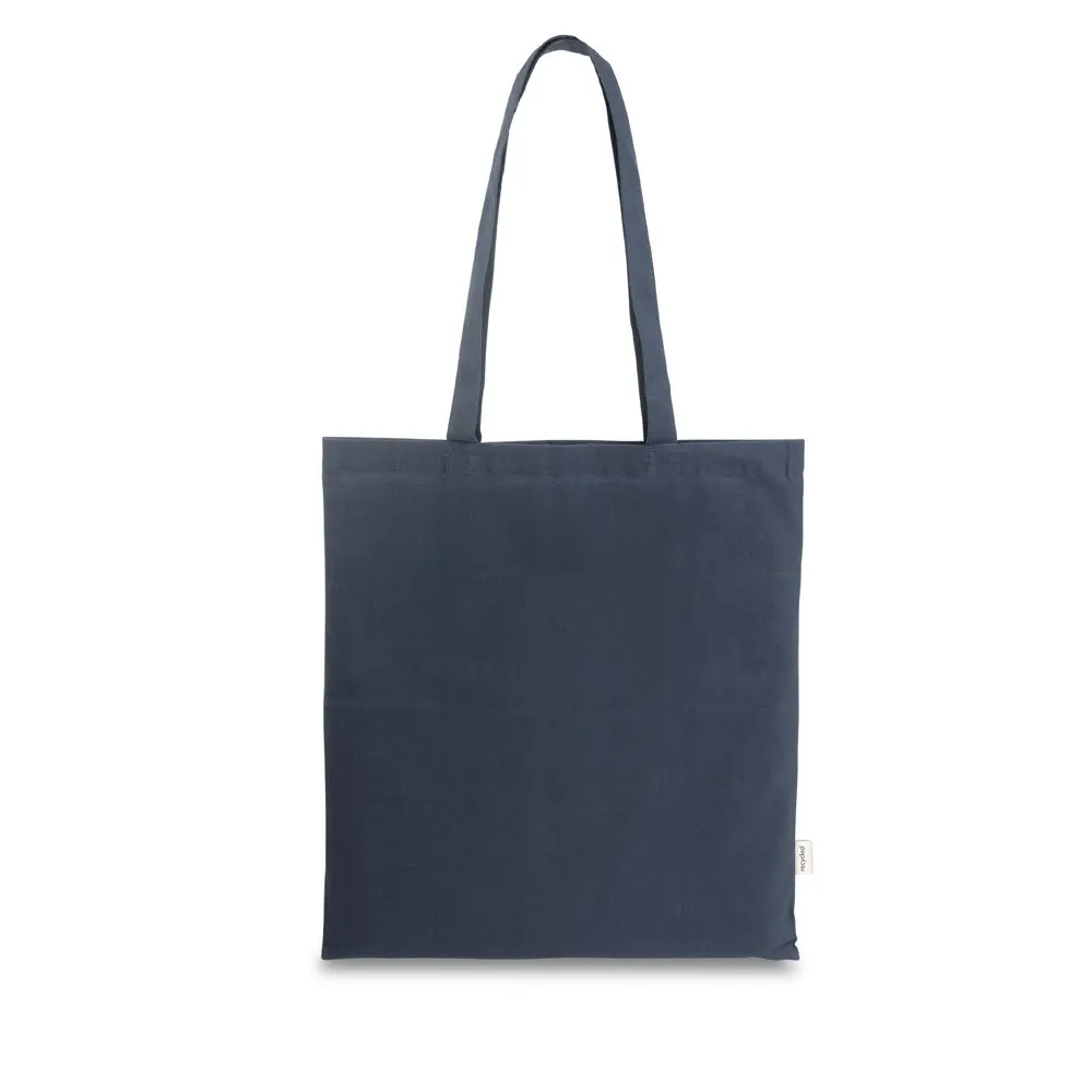 Sacola em 70% algodão reciclado e 30% poliéster reciclado (180 g/m²) sem tingimento