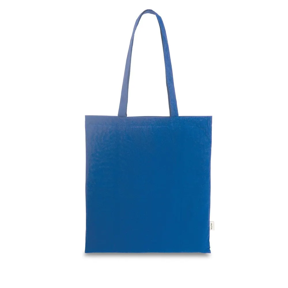 Sacola em 70% algodão reciclado e 30% poliéster reciclado (180 g/m²) sem tingimento