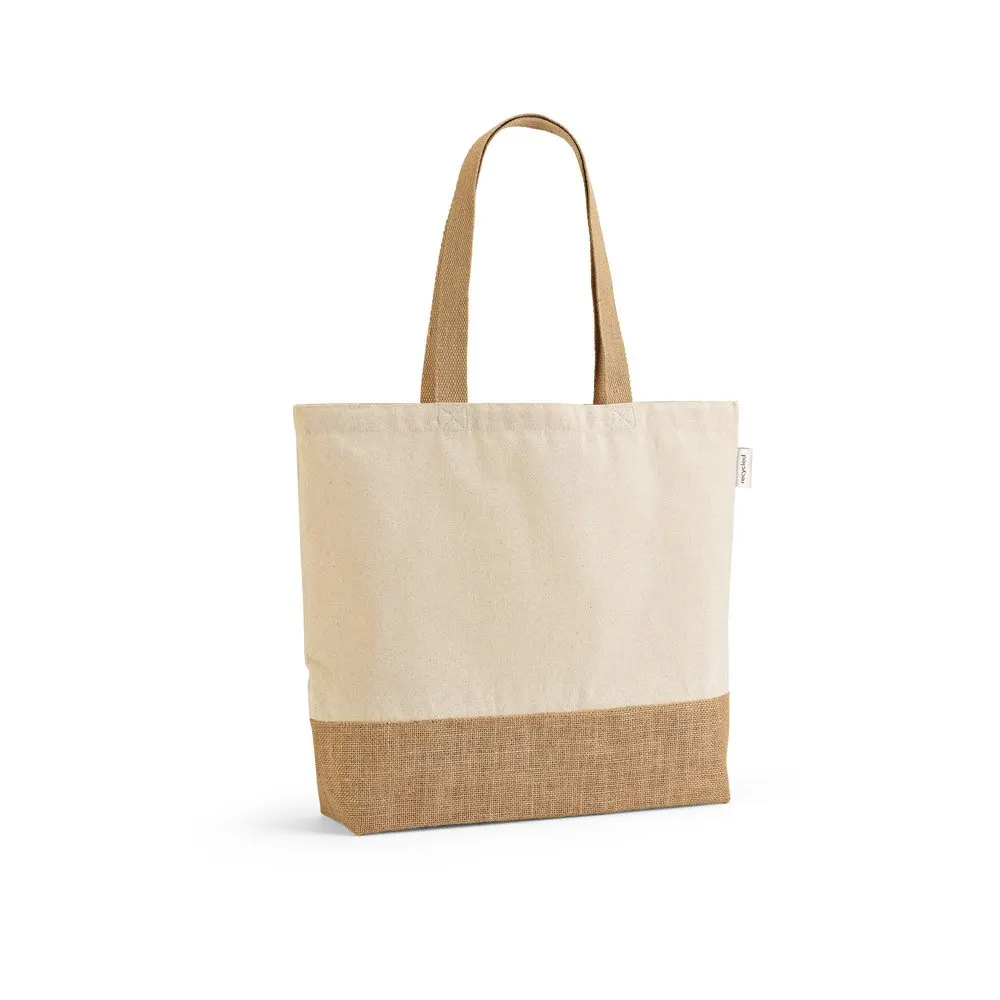 Sacola em 70% algodão reciclado e 30% poliéster reciclado (220 g/m²) com base em juta