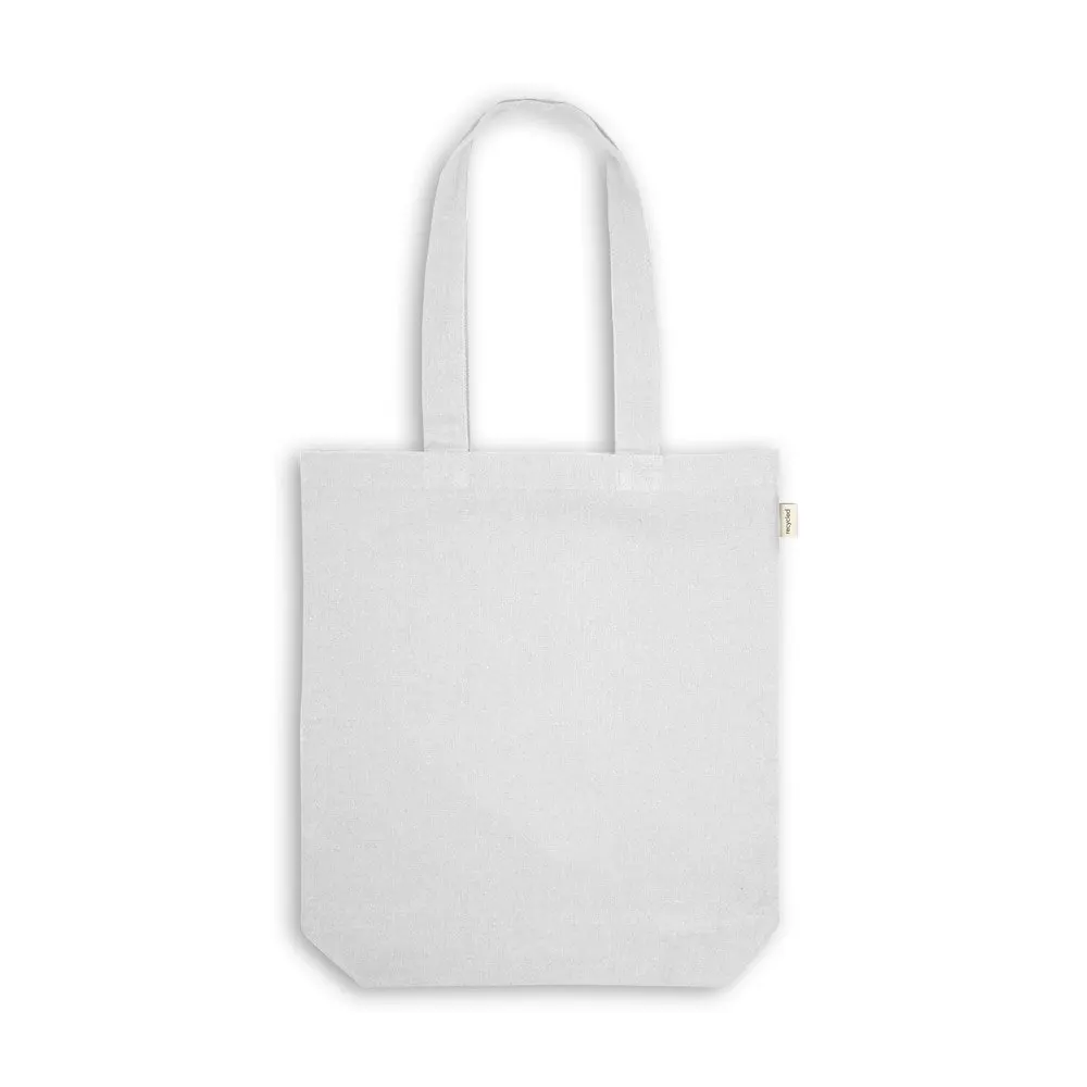Sacola em 70% algodão reciclado e 30% poliéster reciclado (220g/m²) sem tingimento